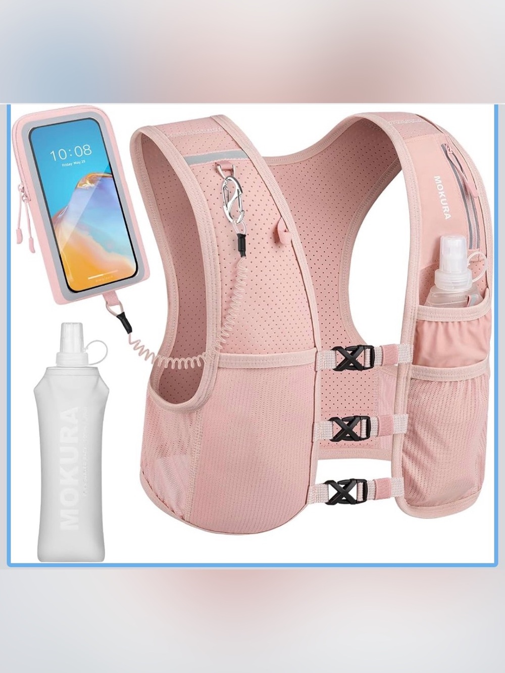 0116: Light Pink Running Vest with Phone Pocket